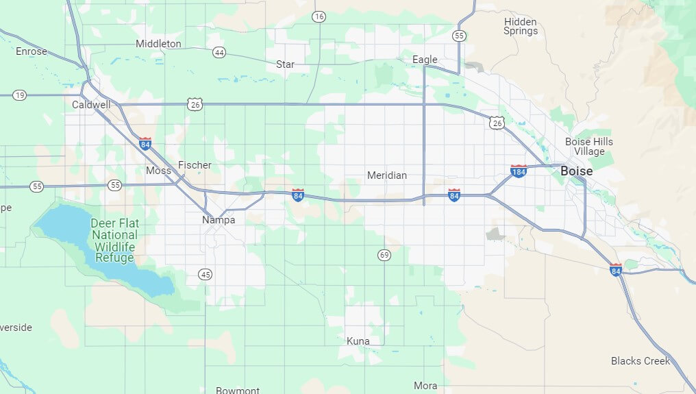 map of Treasure Valley, Idaho